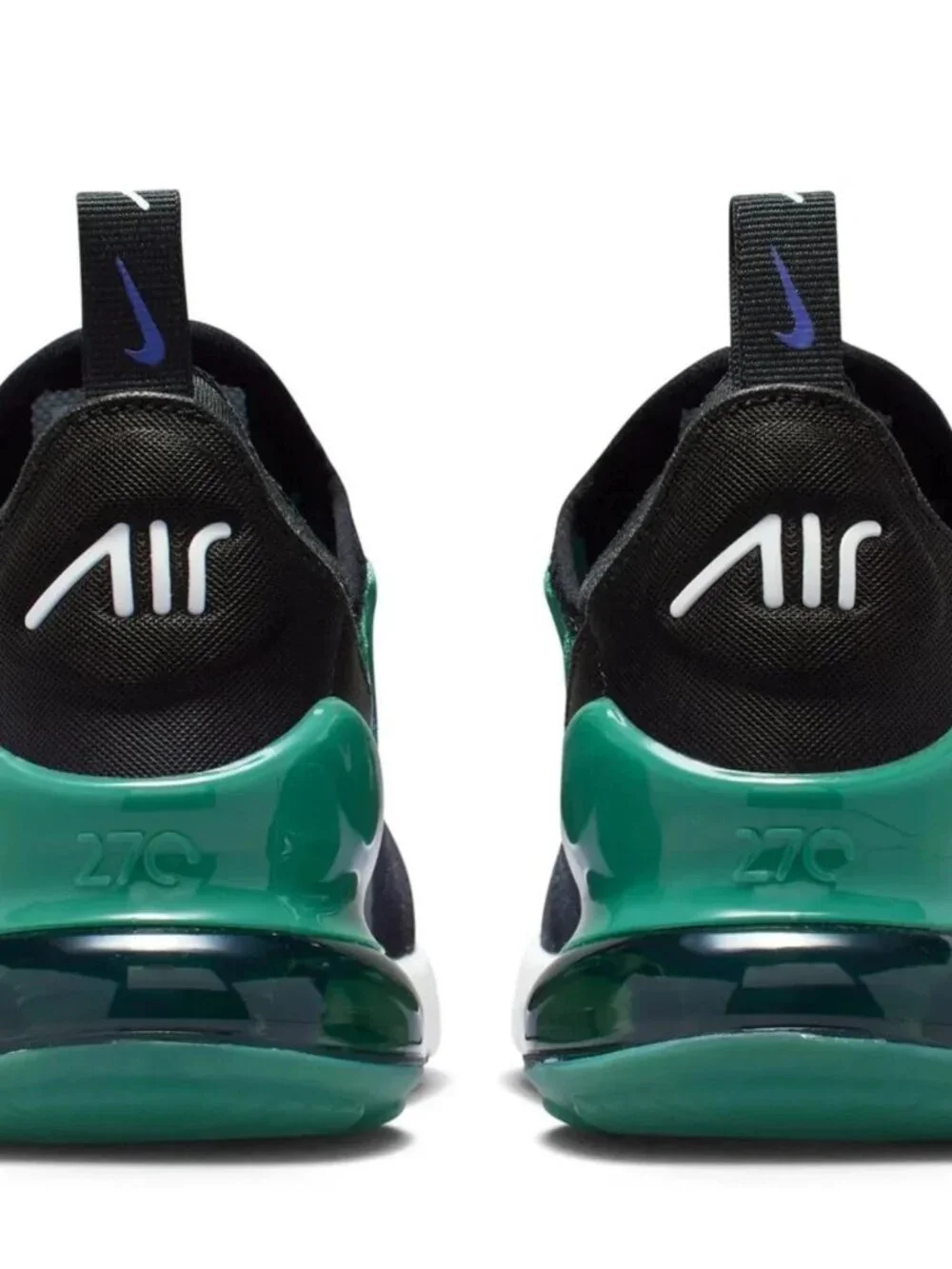Nike Air Max 270 GS Shoes - Black White Evergreen Aura - Size 6.5Y (8 Women)